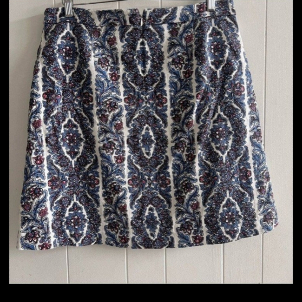 Boden Blue and White Patterned Mini Skirt